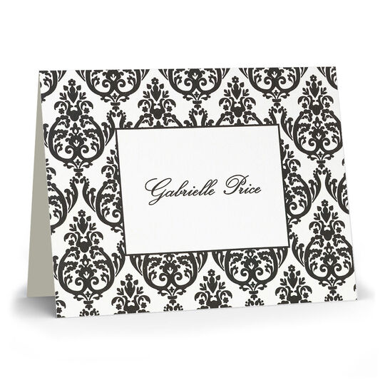 Madison Damask Folded Note Cards - Letterpress